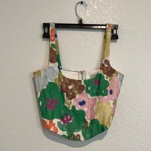 With Jean Floral Crop Top